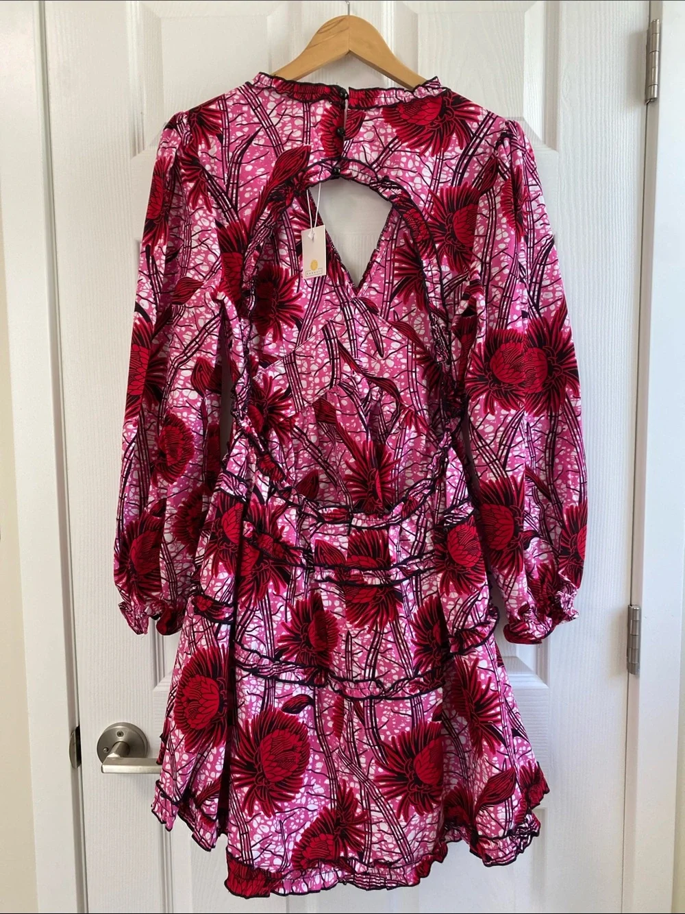 Kawesii Pink & Red Floral Tiered Dress - Picture 6 of 13